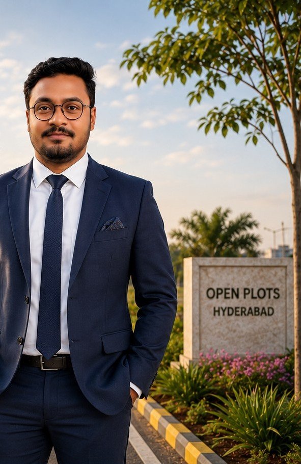 Rajeshwar Chari, Founder of Chari Realty Group, at an open plot development in Hyderabad